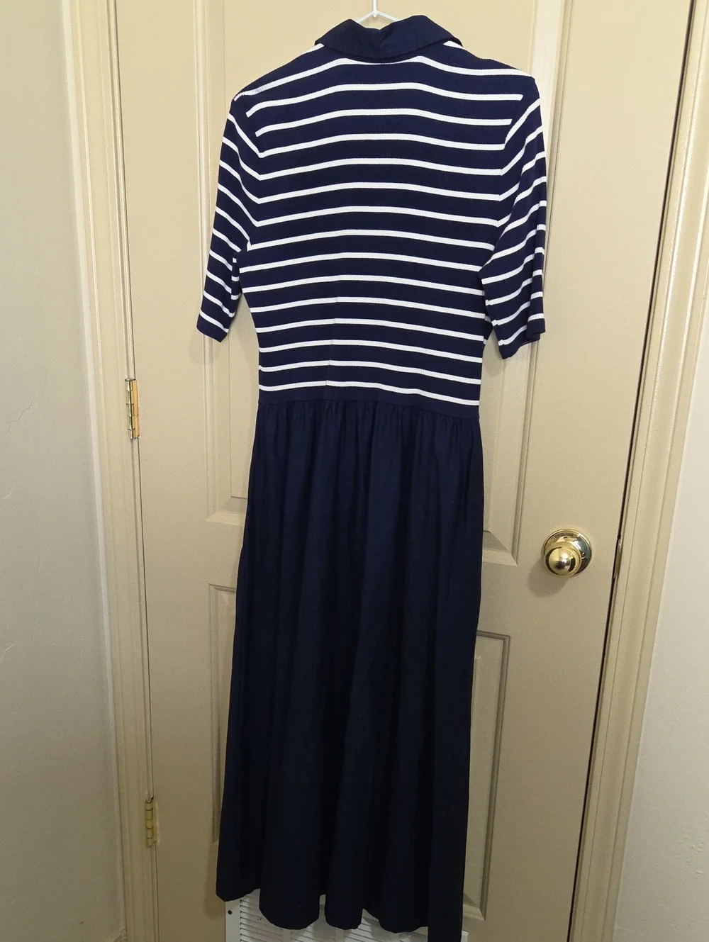J. Crew  Navy & White Striped Polo Maxi Dressj